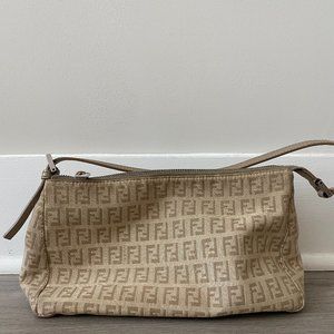 Fendi Leather Trimmed Zucchino Pochette